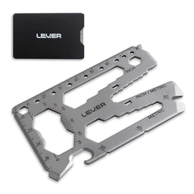Lever Gear Toolcard Pro - 40 in 1 Credit Card Multitool. Slim, Minimalist Survival Card Wallet Tool Card. TSA Approved Multitool Card Pocket Tool. (Silver)