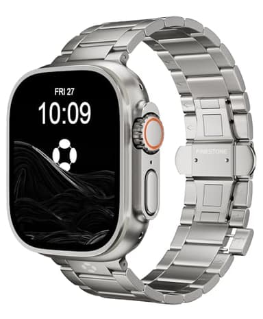 FiNESTONE Titanium Watch Band - Fits Apple Watch ULTRA 3 & ULTRA 2/1 (49mm),Tool Free Grade 5 Titanium Apple Watch Band With DLC Coating, Ultra 3 Watch Bands Scratch Resistant ,Butterfly Clasp,Natural,CRNS03-PRO