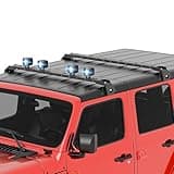 EYOUHZ for JK JL JT 300 LBS Roof Rack Cross Bars with 4 x LED Lights Compatible with 2007-2025 Jeep Wrangler JK JL Unlimited & Gladiator JT Hardtop, Cargo Carrier Rooftop Rails Kayak Luggage Crossbars