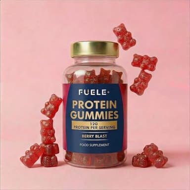 FUELE+ Whey Protein Gummies - Mixed Berry Flavour, 12g High Protein per Serving - Protein Powder Alternative, No Added Sugar, Vegetarian, Convenient Whey Protein Supplement, Muscle Recovery