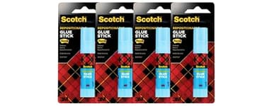 Scotch Removable Restickable Glue Stick, .49oz, Repositionable Stick, 4 Pack
