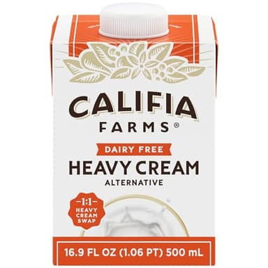 Califia Farms - Heavy Whip Cream Dairy Free Substitute 16.9 Oz, Soy Free, Plant Based, Vegan, Non GMO, Sugar Free, Heavy Whipping Cream