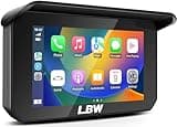 LBW Upgrade Portable Wireless Apple Carplay & Android Auto Screen for Motorcycle, Navigation GPS 5 Inch IPS Touch Screen, Bluetooth, Waterproof Stereo for Motorbike, Support Siri and Google Assistant