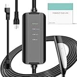 Aiskooc 16Amp Level 2 EV Charger, NEMA 6-20 & 5-15 Plug, 110V-240V Mobile Charger, 25ft Extension Cord, Portable EV Charger for Tesla Models 3/Y/S/X