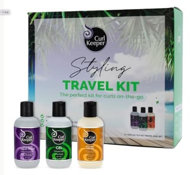 Curl Keeper Travel Pack for Curly Hair - TSA Approved Travel Set Includes Original Liquid Styler, Hold Gel & Styling Cream - Frizz-Free Hair Care Products for All Curl Types - Starter Gift Set