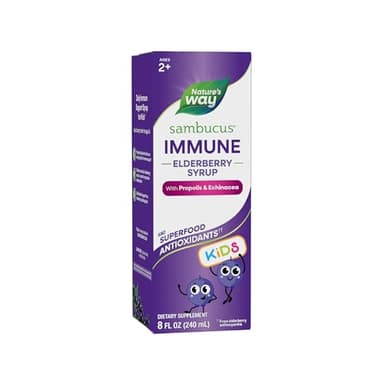 Nature's Way Sambucus Elderberry Immune Syrup for Kids Ages 2+, Echinacea & Propolis, with Superfood Antioxidants(1), Immune Support Syrup*, Vegetarian, Berry Flavored, 8 Fl Oz