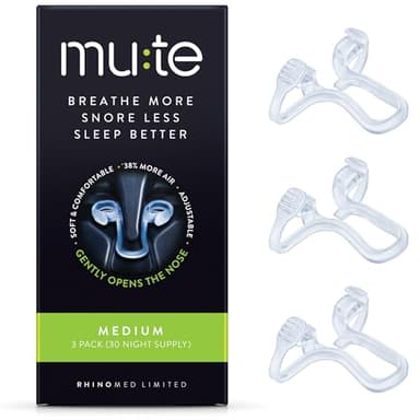 Mute Nasal Dilator Snoring Solution | Medium 3 Pack | Snore Less & Sleep Better | Nasal Strip Alternative | Comfortable Breathing Aids for Better Sleep & Improved Airflow
