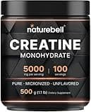 NatureBell Instant Creatine Monohydrate Powder 500 Grams, 5000mg Per Serving, Unflavored Micronized Creatine Powder - Pre Workout | Keto | Vegan | Dissolves Easy | Filler Free - 100 Servings (1.1Lb)