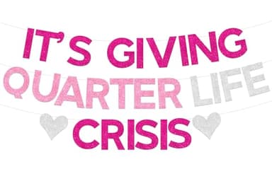 Sursurprise 25th Birthday Decorations for Women, It’s Giving Quarter Life Crisis Banner, Twenty Five Fine Happy 25th Birthday Party Supplies