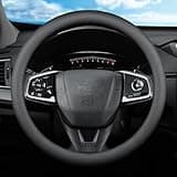 XHRING Car Steering Wheel Cover for Honda Civic Accord CRV HRV Pilot Passport Odyssey Insight Fit Ridgeline Clarity LX EX EXL Si Hatchback Sport Hybrid Touring Accessories, 2024 Leather Black 15''