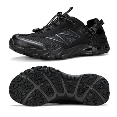 HUMTTO Water Shoes Men, Quick Dry Outdoor Sports Barefoot Shoes Non-Slip Aqua Hiking Sandals for Summer Swimming, Surfing, Kayaking, Diving – Pool, Beach, Lake & River All Black 11