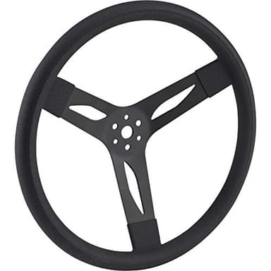 Speedway Motors Performance 15 Inch 3-Spoke Steel Steering Wheel, 2.75" Dish, Cushioned Grip, 3-Bolt Fit, Powder-Coated Black, No Horn Button Included, Sold Individually
