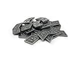 Citadel Black MTG Buff Counters +1/+1 and -1/-1 Set of 20 Metal Tokens - with Velvet Drawstring Pouch, Antique Silver Finish Metal Tokens, Magic: The Gathering, Gray