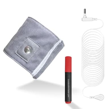 MAOOHON Grounding Wrist Strap with Silver Fiber, Adjustable Grounding Bracelet Grounding Therapy Wristband,Improve Sleep Energy,Includes 15ft Grounding Cord & Test Pen (2.8 * 10.2in)