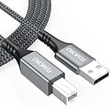 FEMORO Printer Cable 6Ft, USB A to B Printer Cable 2.0 Type A Cables 6 Feet Braided Long Cord for Hp Canon Brother Piano Midi Controller Computer