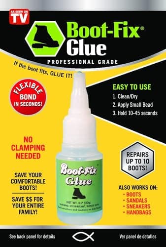 Boot-Fix Shoe Glue – Professional Grade Shoe Repair Adhesive for Boots, Shoes, & More – Instant Bond, Clear Drying, Flexible, & Durable – Perfect for Leather, Rubber, & All Footwear (20g Tube)