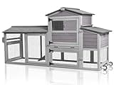 MEDEHOO 80in Chicken Coop with Wheels - Expandable Large Waterproof Chicken House for Outdoor with Nesting Box, Leakproof Pull-on Tray, and UV-Resistant Roof