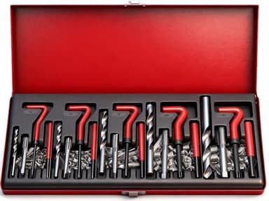 Metric Helicoil Thread Repair Kit: 131-Piece Heli Coil HSS Drills Inserts Taps & Tools M5 M6 M8 M10 M12 Automotive Engine Spark Plug Cylinder Insertion Rethreading Tools Universal Rethread Restorer