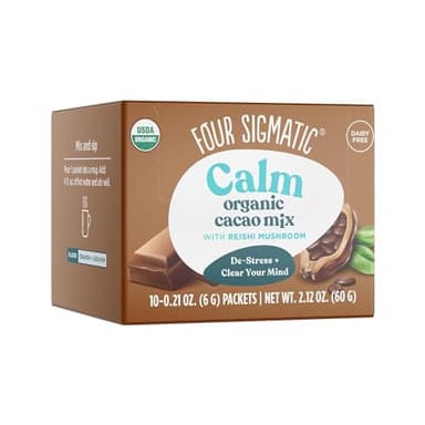 Four Sigmatic Calm Mushroom Cacao Mix | Organic Instant Cacao with Organic Reishi Mushroom Powder | Supports Calm & Relaxation | Drink it or Bake with it | Vegan, Gluten-Free, Dairy-Free | 10 Count