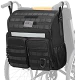 SunForMorning Wheelchair Backpack Bag, Wheelchair Bag to Hang on Back with Medicine Storage Insulation Pocket & Reflective Stripe, Black