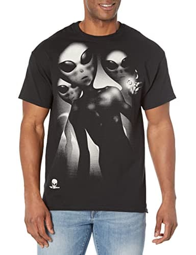 Liquid Blue Alien Visitors Black T-Shirt, Large