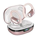 Wireless Earbuds Sport Headphones 5.3, 80Hrs Stereo New Bluetooth Earbuds with HD Mic, Ear buds with Earhooks ENC Noise Canceling Earphones, IP7 Waterproof Headset for Sports/Workout/Running Rose Gold