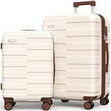 Vipbox Luggage Sets 2 Piece 20/24 Inch (3-YEARS VIP SERVICE) Hardside Ultra Durable Expandable Lightweight Polycarbonate Carry On Travel Suitcase with Spinner Wheels TSA Lock, Elegant White