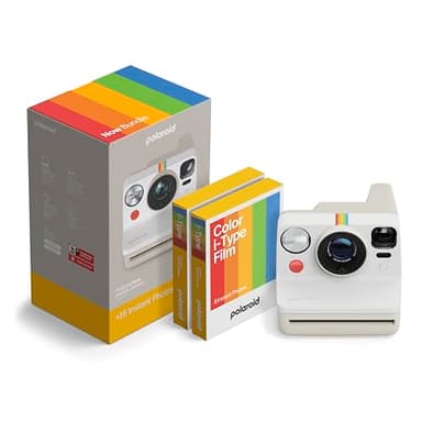 Polaroid Now 3rd Generation I-Type Instant Camera + Film Bundle - Now Pebble White Camera + 16 Color Photos (6561)