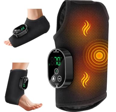 TOSOENPHY Foot Massager for Neuropathy Plantar Fasciitis Pain Relief, Cordless Heated Vibrating Cloud-Soft Ankle Wrap Feet Massage, Portable 2H Run Time, 6 Heats, 3 Modes, Auto-Off Timer, 1pcs