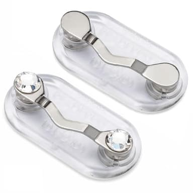 Readerest Magnetic Eyeglass Holder (2 Pack), Eyewear Shirt Clip for Men & Women, Glasses Holders for Readers, Sunglasses & Work Badges, USA Made (Stainless Steel + Crystals)