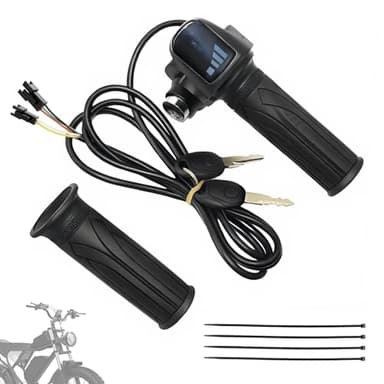 Hizoncore Ebike Full Twist Throttle Fits Ridstar Q20, 48V Plug and Play Throttle 3 Pin Easy Installation, LCD Display with Key Lock, Throttle Grips for Ebike Motorcycle Scooter