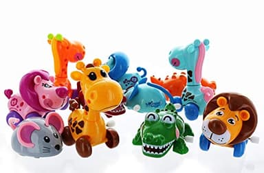 GIFTEXPRESS 12 Pieces 3” - 4” Assorted Zoo Animal Wind Up Toys for Kids Party Favors - Perfect Playing Size for age 3 – 10