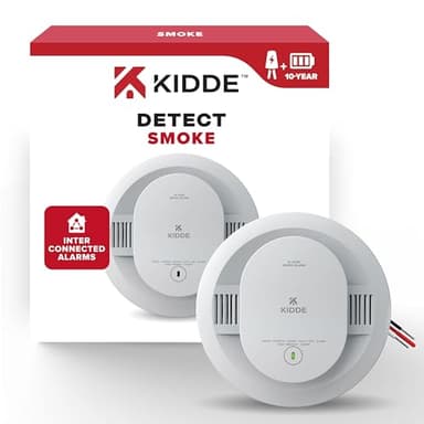 Kidde Smoke Detector, Hardwired with 10-Year Battery Backup, Interconnectable, LED Status Lights, 85 dB Alarm, 5-inches