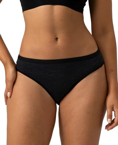 Merino Protect Merino Wool Underwear Women Moisture Wicking Briefs Breathable Bikini for Long Travel Flight Black Heather