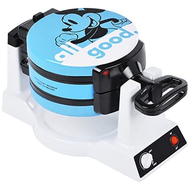 Disney Mickey & Minnie Double Flip Waffle Maker by Select Brands - Rotating Nonstick Waffle Iron - Adjustable Browning Control - Makes 6 Mickey & Minnie-Shaped Waffles