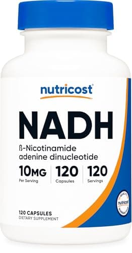 Nutricost NADH 10mg Per Serving 120 Capsules - B-Nicotinamide Adenine Dinucleotide, Vegan, Gluten-Free