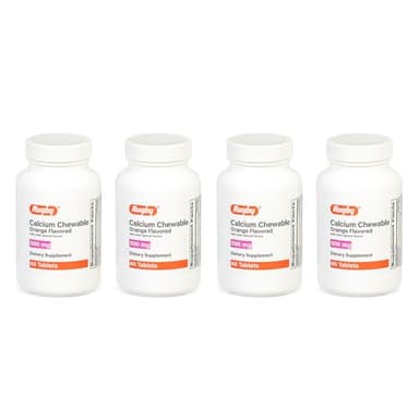 Rugby 500mg Calcium Chewable Tablets - Dietary Supplement - Orange Flavored - 60 Count (4 Pack)