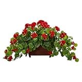 Nearly Natural Geranium Artificial Decorative Planter Silk Plants, Red