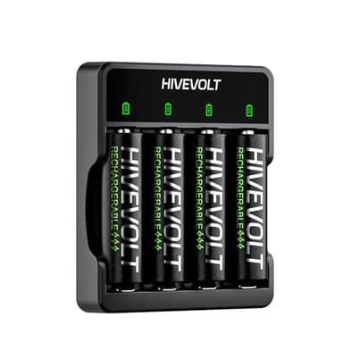 Rechargeable AA Batteries with Charger, High Capacity 2800mAh Ni-MH Double A Battery, 4 Count