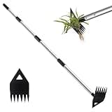 Weed Puller Tool with 60" Long Handle, Hoe Garden Tool and Weeding Rake Combo for Uprooting, Garden Hoe, Gardening Manual Weeder Weed Remover for Flower Bed Yard