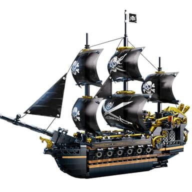 Flubecrux Pirate Ship Building Set, Black Pearl Ship Model Kits for Home Office Decor, Collectible Pirate Ship Sailboat Toys for Adults Boys Kids 8-12, Christmas Birthday Gift (801Pcs)