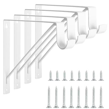KOVOSCH 4 Pack Heavy Duty Closet Shelf & Rod Brackets, Wall Mounted Closet Shelf Brackets, 11 x 10.2 Inch Closet Shelf Brackets with Rod Support, White