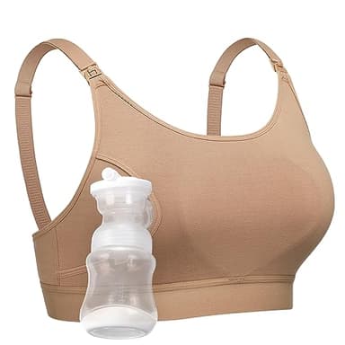 Momcozy Hands Free Pumping Bra, Adjustable Breast-Pumps Holding and Nursing Bra, Suitable for Breastfeeding-Pumps by Lansinoh, Philips Avent, Spectra, Evenflo and More Mocha