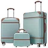 Merax Luggage Set 2 Piece Suitcase Set with Cosmetic Case Expandable Spinner Wheels Vintage Luggage Sets(Blue Green,20"+24")