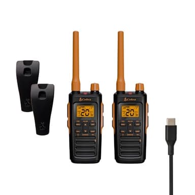 Cobra TrailBlazer 450 GMRS Radio (2-Pack) – IP54 Weather Resistant, 16hr Battery, 2.5W Long Range Walkie Talkies, Large LCD Display, NOAA, Programmable Software, Removable Antenna, Repeater Capable