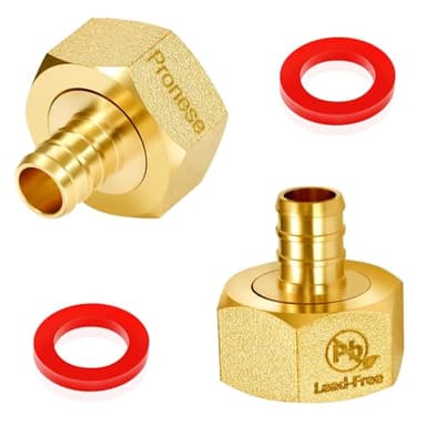 Pronese 2 PCS L-F Solid Brass Garden Hose Adapter – 1/2" PEX Barb to 3/4" GHT Female Swivel Connector, Heavy-Duty & Corrosion Resistant for Lawn/Boat/House/Irrigation