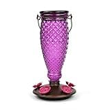 Perky-Pet 9102-1SR Purple Diamond Wine Top Fill Glass Hummingbird Feeder with Built-in Bee Guards - Outdoor Garden Décor - 24 Oz