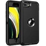 RegSun for iPhone SE 2022/2020 Case,Built-in Screen Protector, Shockproof 3-Layer Full Body Protection Rugged Heavy Duty Cover Case for iPhone SE(2nd/3rd Gen) 4.7-inch,Black