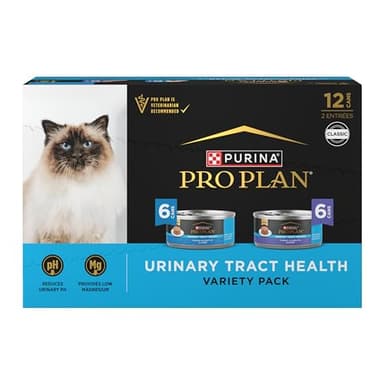 Purina Pro Plan Urinary Tract Health Pate Cat Food Variety Pack, Turkey and Giblets, and Ocean Whitefish Entrees - (Pack of 12) 5.5 oz. Cans
