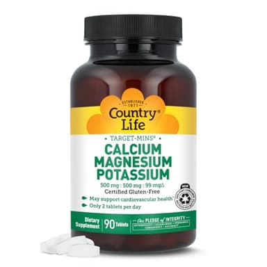 Country Life Target Mins - Calcium Magnesium Potassium, 500mg/500mg/99mg per 2 Tablets - 90 Tablets